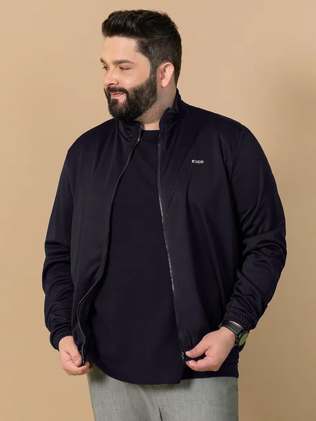 Jaqueta Masculina Em Moletom Plus Size Exco Preto