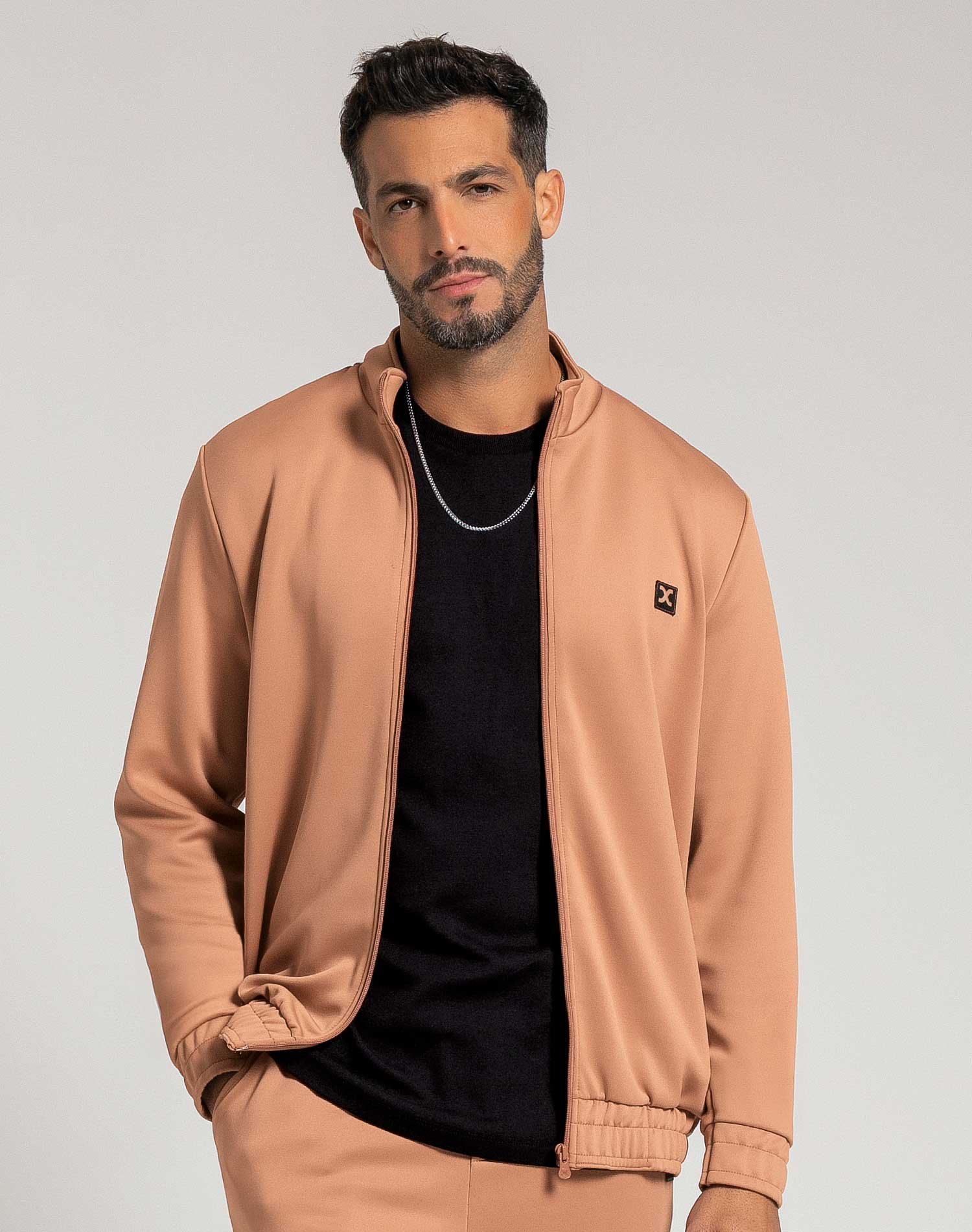 Jaqueta Masculina Adulto de Moletom com Zíper Exco Preto