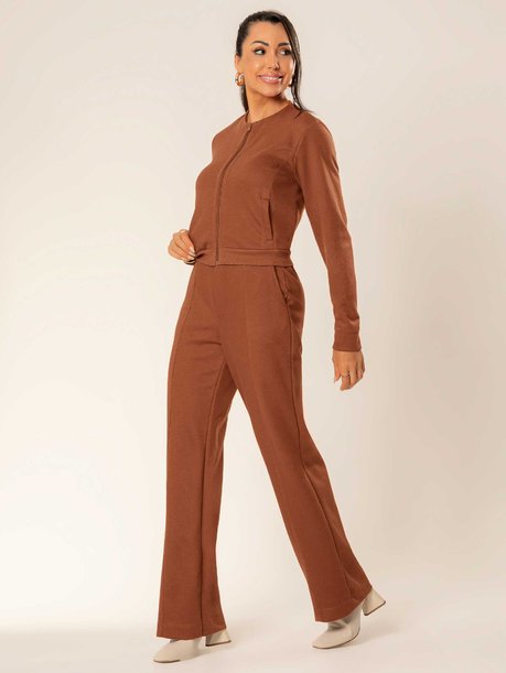 Conjunto Feminino Moderno de Moletom Comfy Cativa Marrom