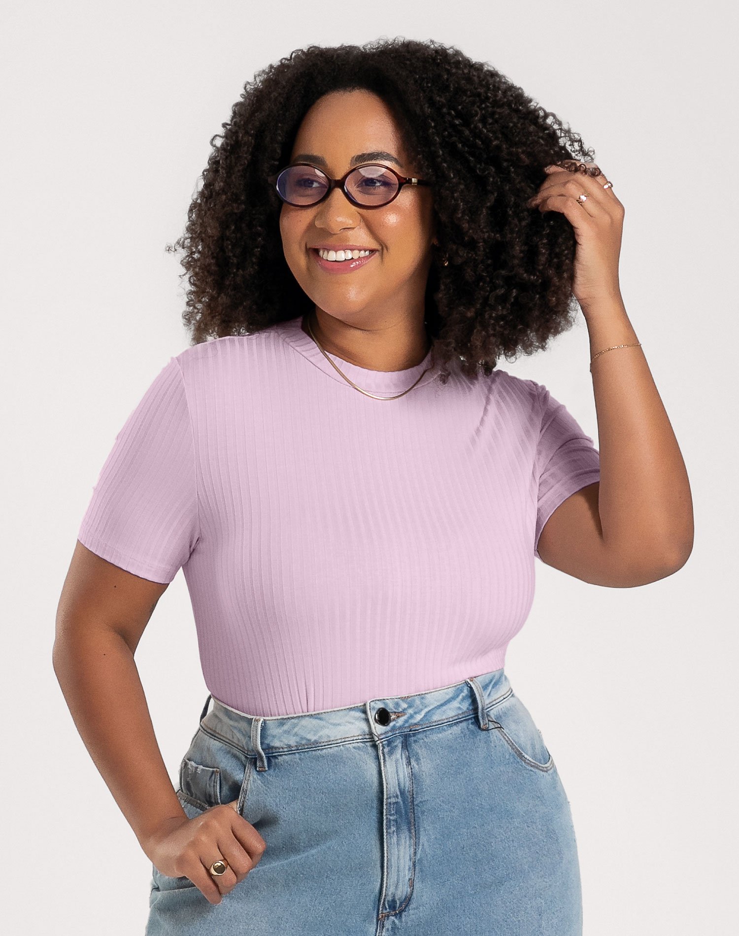 Blusa Plus Size em Canelado Cativa Lilás